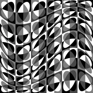 Geometric pattern with ripple, wavy distortion, warp effect. Abstract monochr Illustrazione stock