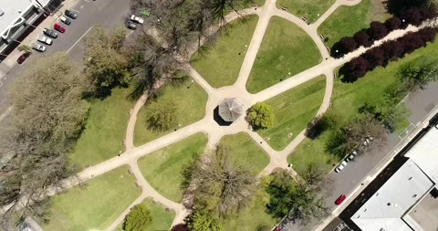 Geometric pattern of Robertson park in Orange city – aerial hovering in 4k. Stock Footage 157027816