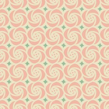 Geometric Pattern - Roses (Soft Pink, Soft Green, Cream) Stock Illustration