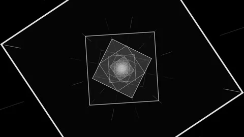 Geometric pattern rotates in a dark space with light effects Stock Footage 337232325