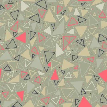 Geometric pattern. Seamless background with triangles and polka dots. Illustrazione stock