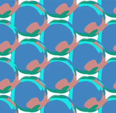 Geometric pattern seamless. Blue, beige and green colors with abstract globe, Stock Illustration