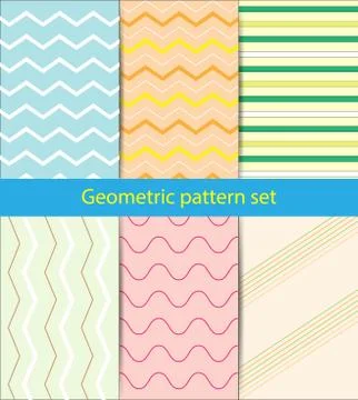 Geometric pattern set. Colorful decotative print for web, wallpaper, fabric. Stock Illustration