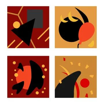 Geometric pattern set on white isolated backdrop Stock Illustration