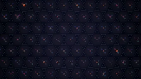 Geometric pattern with shapes and colors on dark background Stock Footage 339324368