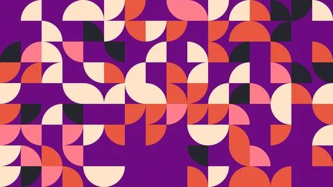This geometric pattern showcases vibrant colors against a deep purple backd.. Stock Illustration