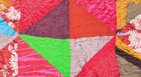 Geometric pattern of silk patchwork quilt geometric pattern of silk patchw... Stock Photos