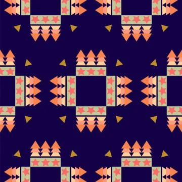 Geometric pattern of simple shapes on a blue background. 스톡 일러스트