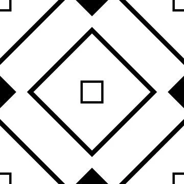Geometric pattern, simple squares, diamonds and triangles in black. Stock Illustration