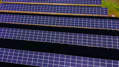 Geometric pattern of solar panel rows on dark ground Stock Footage 329622618