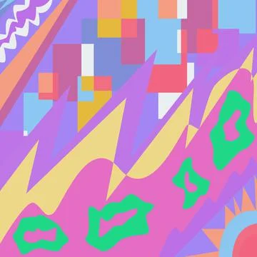 Geometric pattern. Squares, triangles, ovals. Multicolored background. Stock Illustration