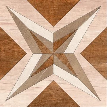 Geometric pattern star shape decor wooden floor and wall tile. Stock Photos
