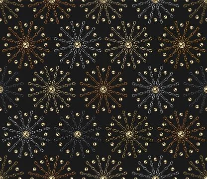 Geometric pattern with stars of metallic chains Stock Illustration