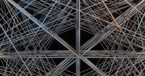 Geometric pattern of straight pipes. Abstract on black background. Stock Footage 151614553