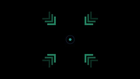 Geometric Pattern with Symmetrical Arrows and Central Circle on Black Backg.. Video stock 341918022