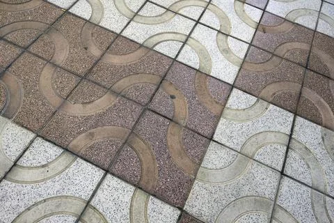 Geometric Pattern on Textured Tile Flooring for Architectural Design Concepts 스톡 사진