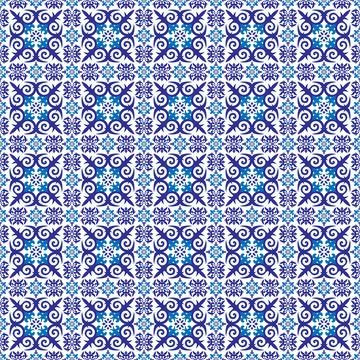 Geometric pattern traditional tile art. The pattern suggests influences Stock Illustration