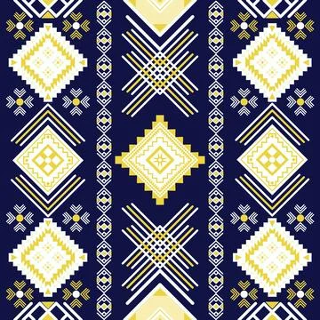 Geometric pattern triangle and square shape in native fabric and carpet, ve.. イラスト素材
