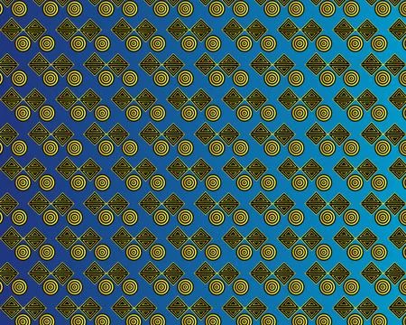 Geometric Pattern with Triangles and Circles in Gold and Blue Stock Illustration