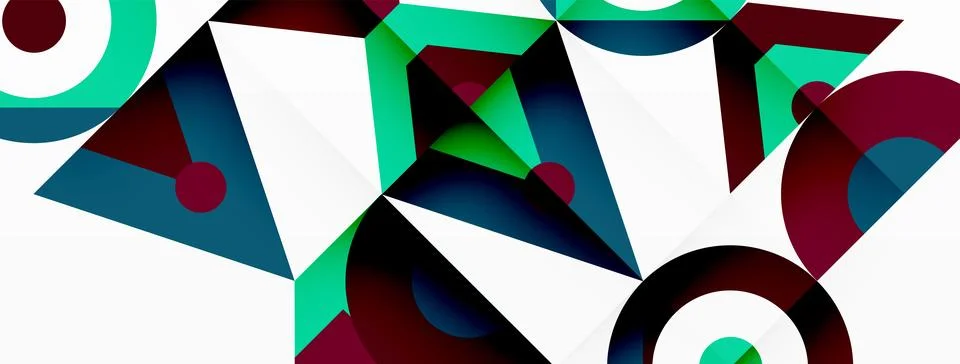 A geometric pattern of triangles and circles on a white background Stock Illustration