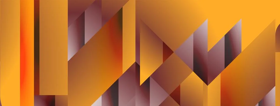 Geometric pattern of triangles and lines on amber background, artistic symmetry Stock Illustration