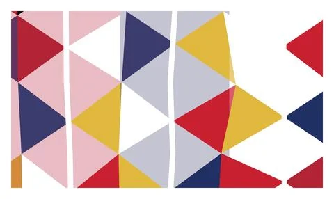 Geometric pattern with triangles in red, yellow, blue, and white, modern ab.. 스톡 일러스트