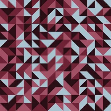 Geometric pattern with triangles in shades of burgundy and blue for modern .. Stock Illustration