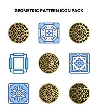 Geometric Pattern Two Colour Design Icons Pack 스톡 일러스트