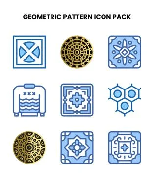 Geometric Pattern Two Colour Design Icons Pack Illustrazione stock