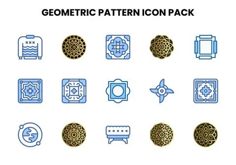 Geometric Pattern Two Colour Graphics Icons Pack イラスト素材