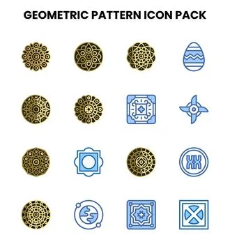 Geometric Pattern Two Colour Graphics Icons Pack 库存插图