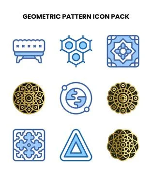 Geometric Pattern Two Colour Graphics Icons Pack Stock Illustration