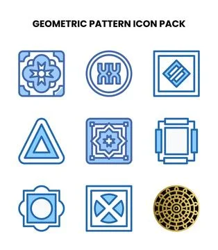 Geometric Pattern Two Colour Icons Pack Stock Illustration