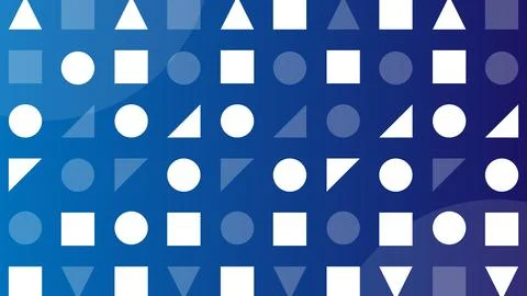 Geometric Pattern with Various Shapes on a Blue Gradient Background Stock Illustration