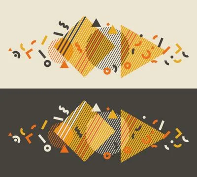 Geometric pattern vector illustration in retro 60s style. Vintage 1970s geome イラスト素材