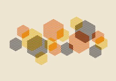 Geometric pattern vector illustration in retro 60s style. Vintage 1970s geome Illustrazione stock