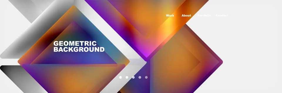 Geometric pattern with violet and magenta arrows and squares on white background Stock Illustration