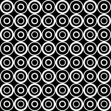 Geometric pattern with white circles on black background Stock Illustration