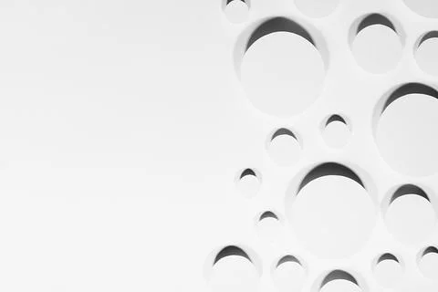 Geometric pattern of white circles in hard light with strict black contrast s Stock Photos