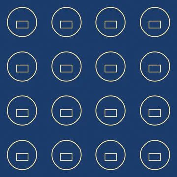 Geometric pattern of white circles with square cutouts on dark blue backgroun Stock Illustration
