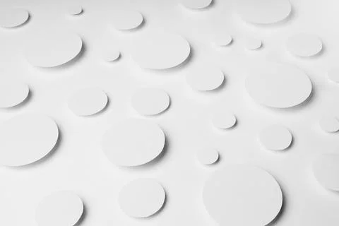 Geometric pattern of white ovals in shine light with soft shadows in random,  Stock Photos
