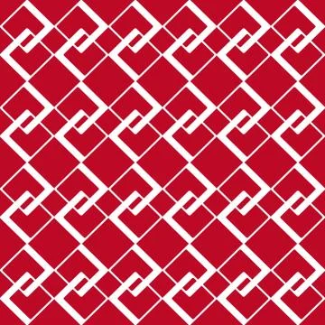 Geometric pattern with white rhombus on red background Stock Illustration