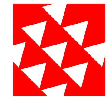 Geometric pattern of white triangles on red background, abstract design Stock Illustration