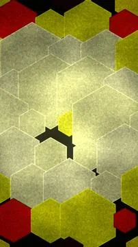 Geometric pattern with yellow and red shapes on dark background Stock Illustration
