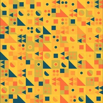 Geometric pattern in the yellow background of colored shapes stock photo Stock Illustration