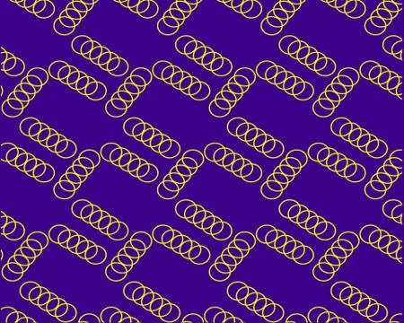 Geometric pattern yellow chain circles on lilac background Stock Illustration
