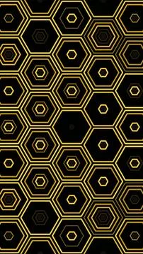 Geometric pattern with yellow hexagons on black background Stock Illustration