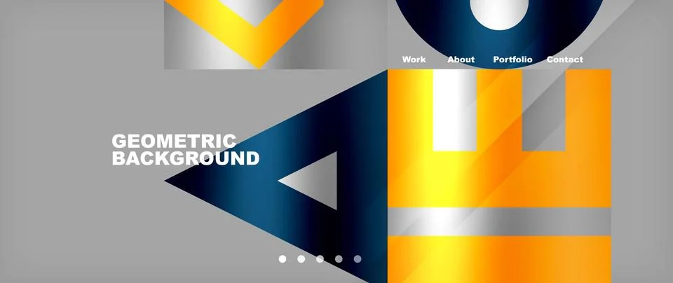 Geometric pattern with yellow triangle logo on gray background 스톡 일러스트