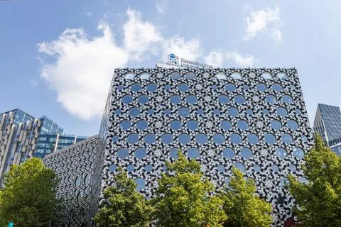 Geometric patterned architecture of Ravensbourne University. London, UK, 19 May Stock Photos