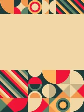 Geometric Patterned Frame with Retro Circles and Stripes Stock Illustration